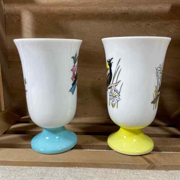 Fred Roberts Vintage Song Birds Set of Two Pedestal Coffee Mugs - Irish Coffee - Picture 6 of 10